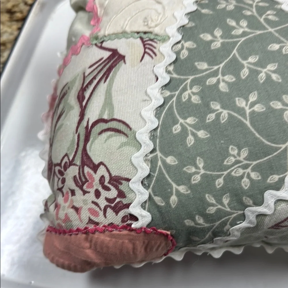 Pillow Vintage Patchwork Rick Rack Pillow with Floral Design